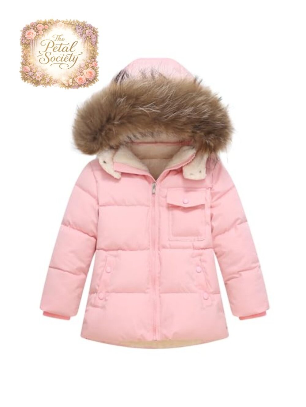 Toddler Winter Puffer Jacket Fleece Lined Hoodie